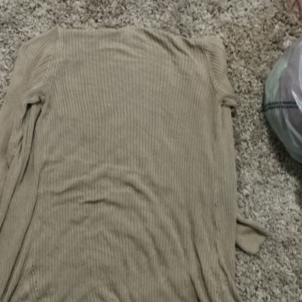 Beige Ribbed Cardigan - Picture 2 of 3